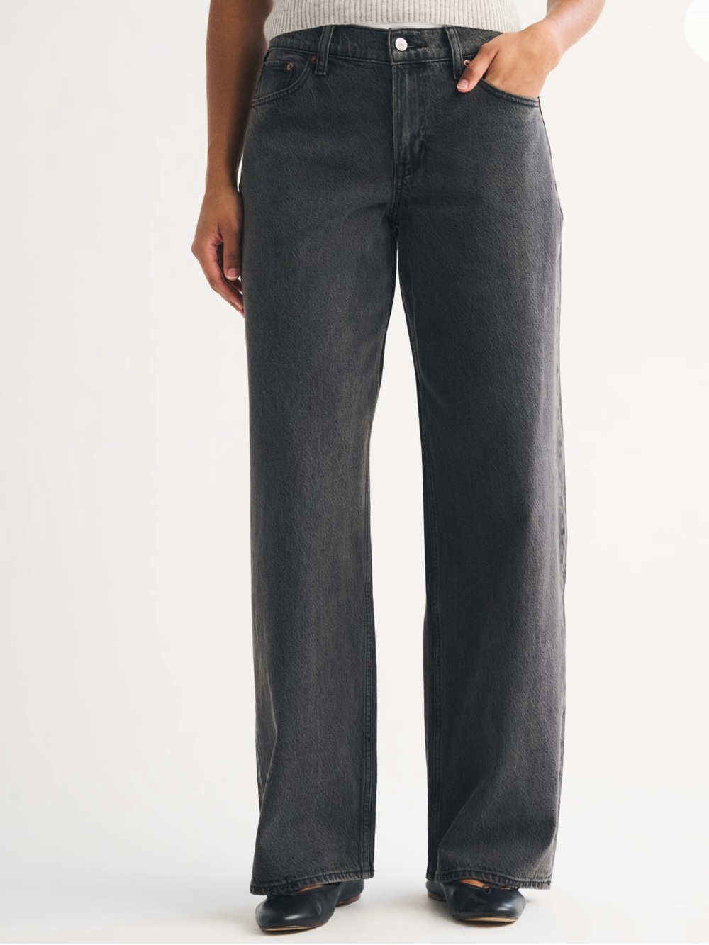 Abercrombie Low Rise Ultra Loose Women's Wide Leg Jeans - Black